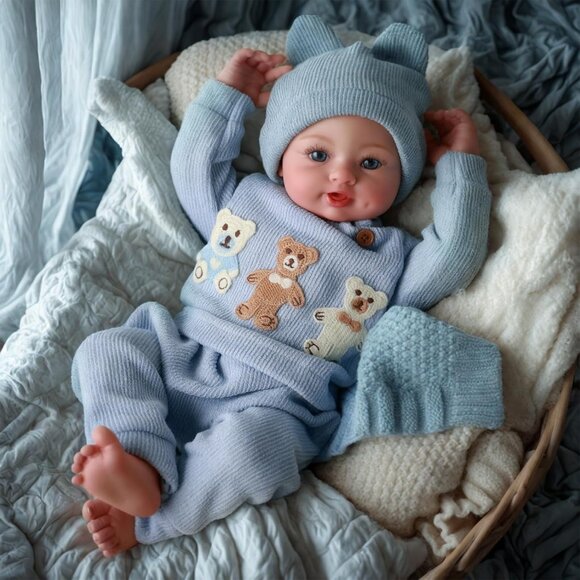 🆕 17 Inch Lifelike Newborn Baby Doll Boy Toddler with Soft Cloth Body Reborn - Picture 1 of 7
